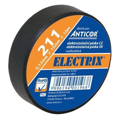 ANTICOR elektroizolační páska PVC 211.Electrix 15x10 ;černá