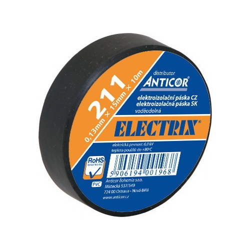 ANTICOR elektroizolační páska PVC 211.Electrix 19x20 ;černá