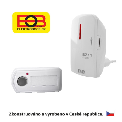 ELEKTROBOCK bezdrátový zvonek BZ11 1xpřij./1xtlač. 50m/zas. ;sítovy