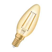 LEDVANCE LED svíčka filament 1906 B35 1.5W/12W E14 2400K 120lm NonDim 15Y zlatá