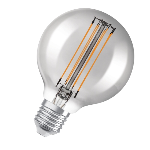 OSRAM LED globe filament 1906.spiral G80 11W/42W E27 1800K 500lm Dim 15Y ;kouřov