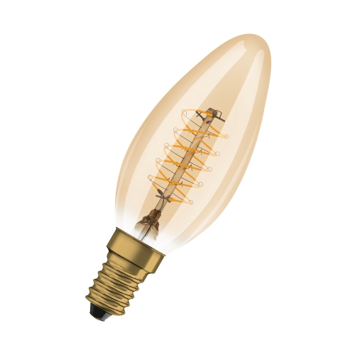 OSRAM LED svíčka filament 1906.spiral B35 3.4W/25W E14 1800K 250lm Dim 15Y ;zlat