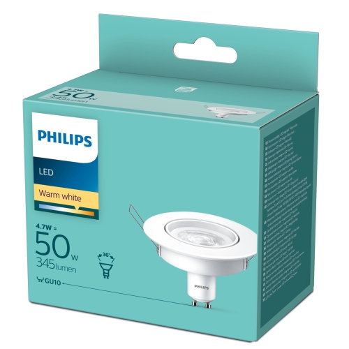 PHILIPS downlight GU10Kit 4.7W 827 ;bílá˙