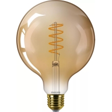 PHILIPS LED globe filament G120 7.3W/50W E27 2200K 640lm NonDim 15Y gold