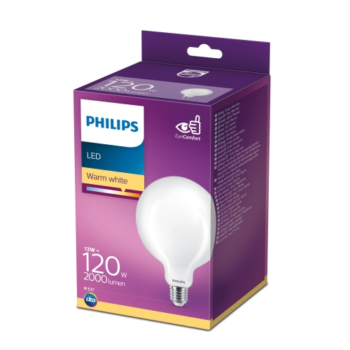 PHILIPS LED globe G120 13W/120W E27 2700K 2000lm NonDim 15Y opál