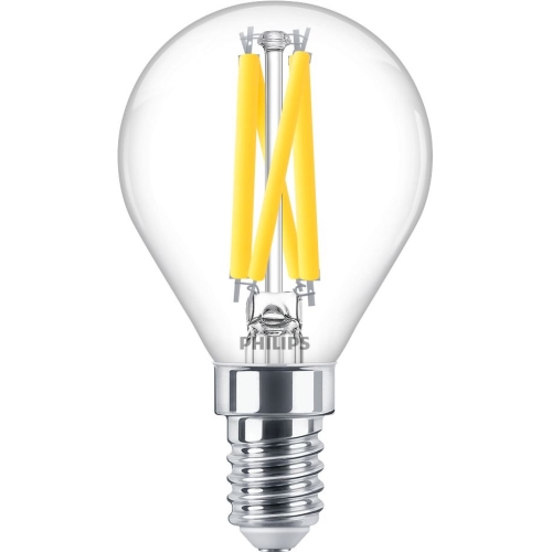 PHILIPS LED kapka filament P45 3.4W/40W E14 2200-2700K 470lm Dim 15Y čirá