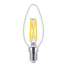 PHILIPS LED svíčka filament MASTER B35 3.4W/40W E14 2700K 470lm DimTone 25Y