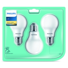 PHILIPS LED žárovka A60 10.5W/75W E27 2700K 1055lm NonDim 15Y opál 3BL promo