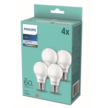 PHILIPS LED žárovka A60 8W/60W E27 4000K 806lm NonDim 15Y opál 4-pack