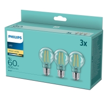 PHILIPS LED žárovka filament A60 7W/60W E27 2700K 806lm NonDim 15Y 3BL