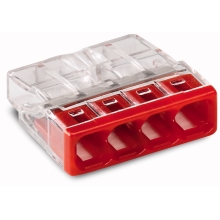 WAGO krabicová svorka 4x0.5-2.5 mm2 transp/červená Kód:2273-204 ;bal.=100ks